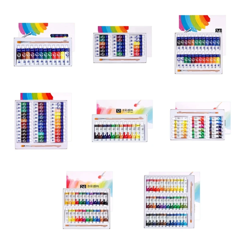 Watercolor Paint Set Tubes Art Gouache Pigment 5ml 12/18/24/36 Colors Art Student Painters Beginners
