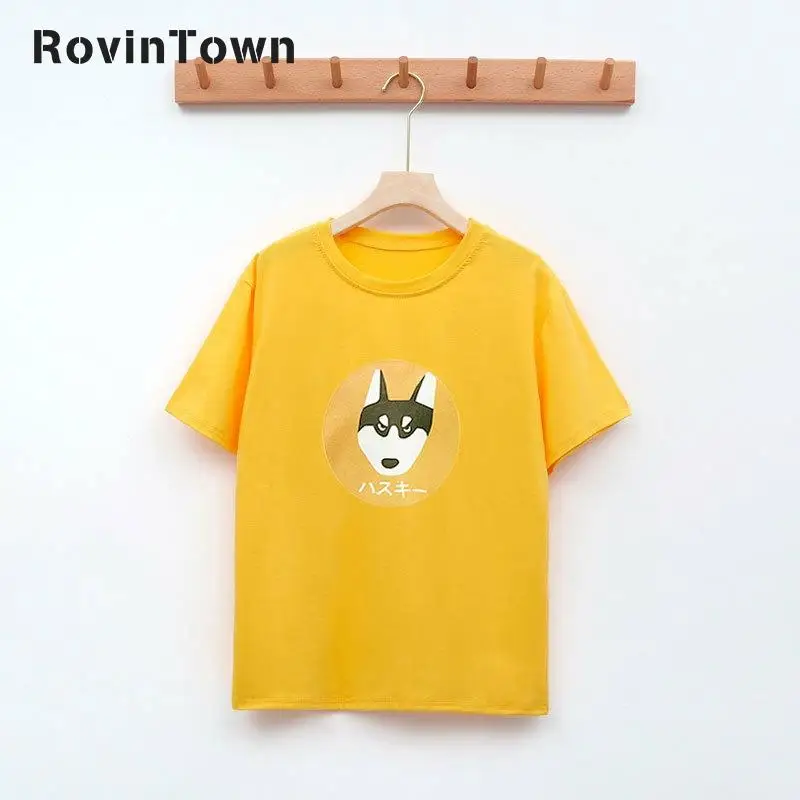 2020 женская летняя футболка новая Хаски мультфильм печати хлопка размера плюс