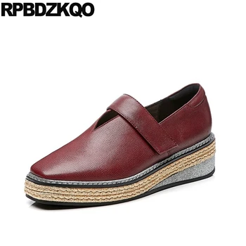 

platform shoes women 2019 genuine leather medium heels brand luxury wedge high quality italian size 4 34 pumps round toe fashion