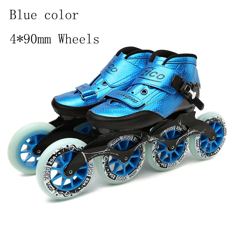 Blue 4-90mm Скорость роликовые коньки углеродного волокна 4*90/100/110 мм конкуренции коньки 4 колеса уличные гонки на коньках Patines подобные Powerslide - Цвет: Blue 4-90mm