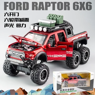 6 wheels Red box KIDAMI 1:32 Ford Raptor F150 Big Wheel MINIAUTO литая под давлением Модель автомобиля игрушки для детских подарков машинки - Цвет: 6 wheels Red box