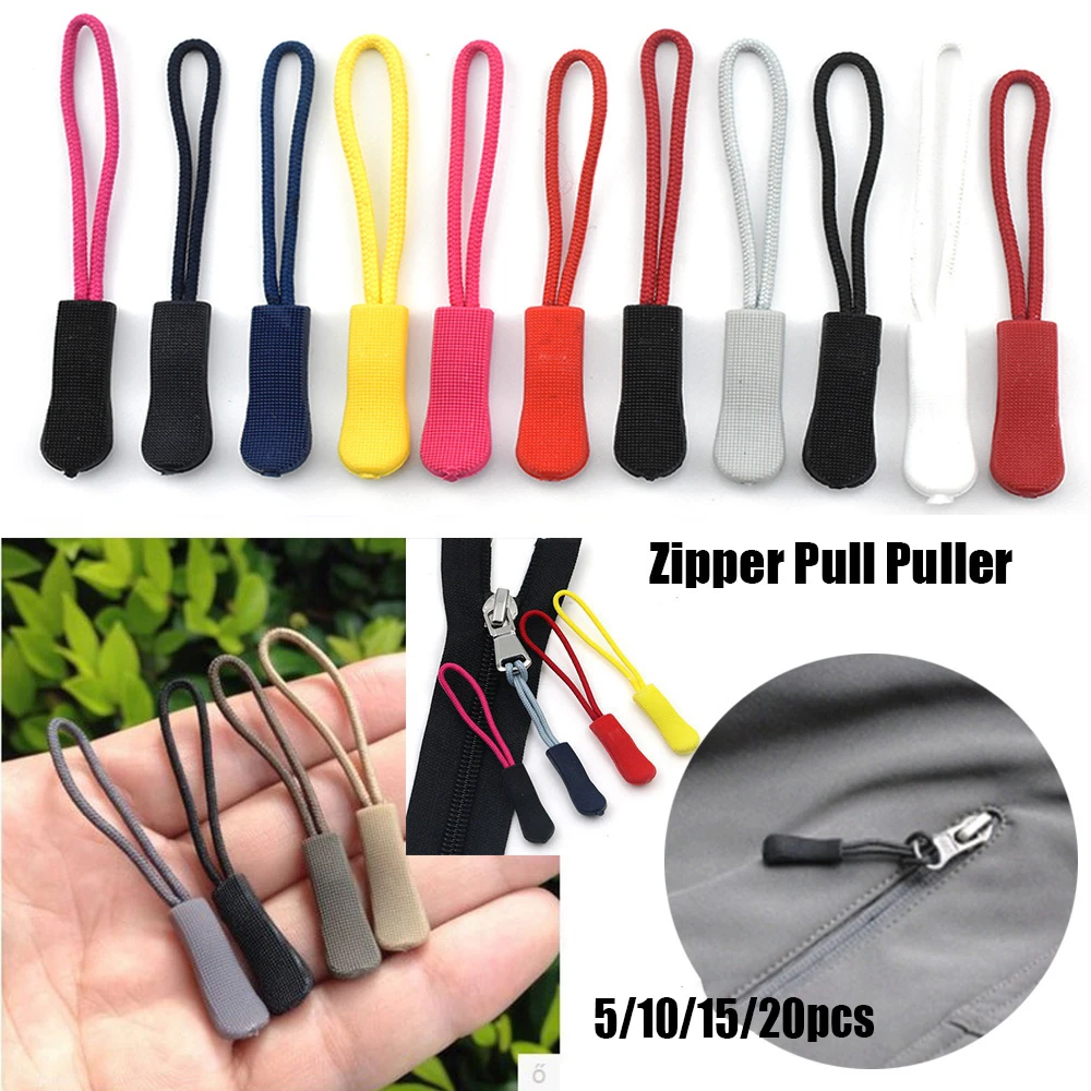 Zipper Pull Puller End Fit Rope Fixer Zip Cord Replacement Clip Broken Buckle