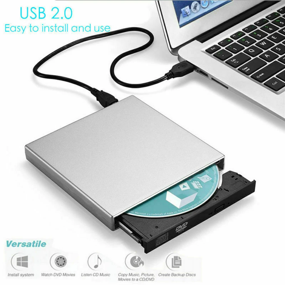 

USB 2.0 External DVD/CD Disc Drive Burner Reader for Windows 7/8/10 Laptop Writer Drive Burner Reader Player Optical Drives