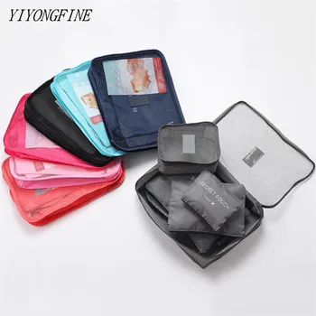 

YIYONGFINE 6 Pcs Travel Bags Waterproof Clothes Storage Luggage Organizer Bag Packing Cube Multifunctional Travel Set For Women