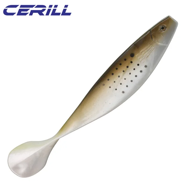 Cerill 1 PC 235mm 70g Soft Fishing Lure Vivid T Tailed Silicone Fishing Bait Swimming Paddle Tail Pike Bass Saltwater Swimbait Color 6