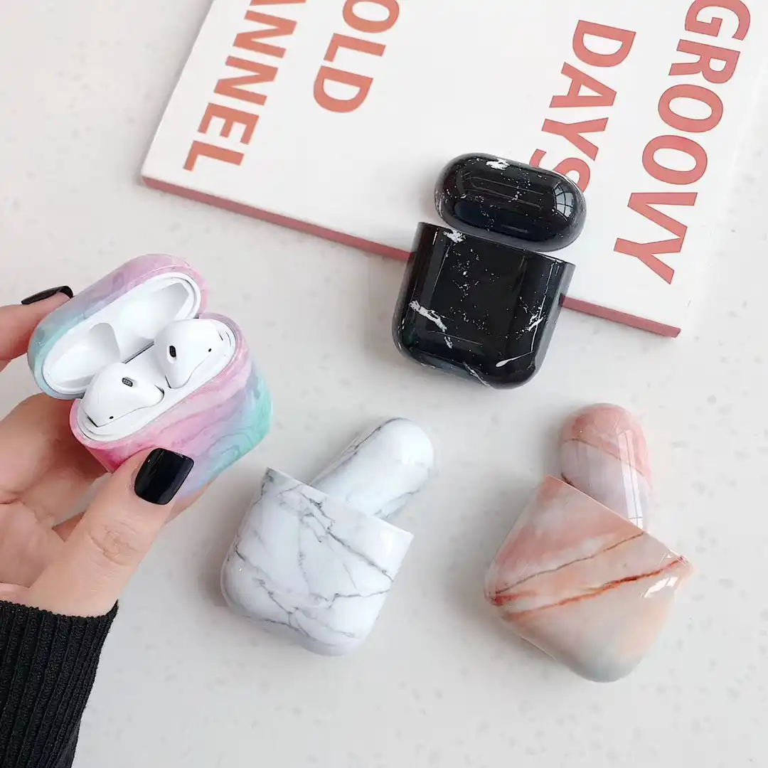 Мраморный чехол для наушников Airpods 2 Роскошный Жесткий Чехол Аксессуары Apple Air pods