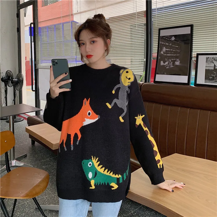 FREE SHIPPING Funny Animal Cartoon Embroidery Sweaters JKP4770