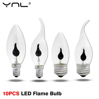 10pcs Vintage Led Kaars Lamp Vlam Lamp E27 E14 LED Fire Lamp Flikkerende Effect Home Decor Lampada Ampul LED Retro Lamp