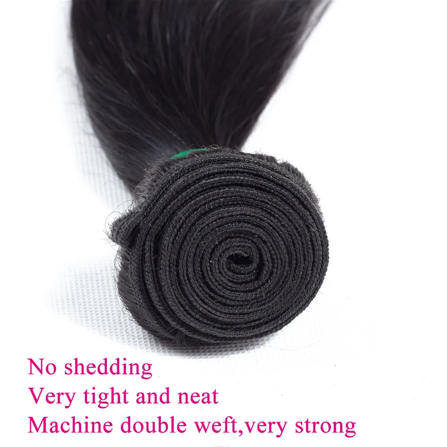 Straight Human Hair Bundles Remy Hair Straight Bundles Weaves Doule Drawn Natural Color 100% Human