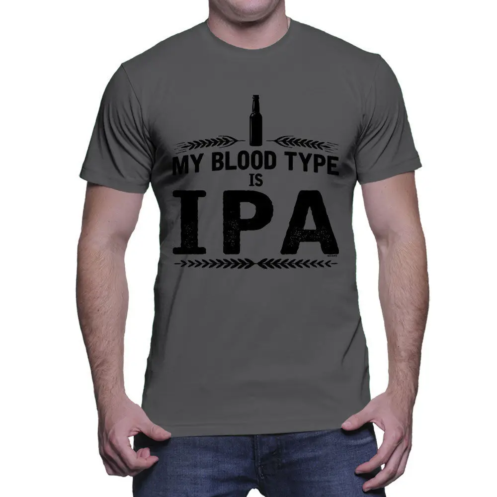 My Blood type Is IPA Drinking Brew Мужская футболка Летняя с круглым вырезом Бесплатная