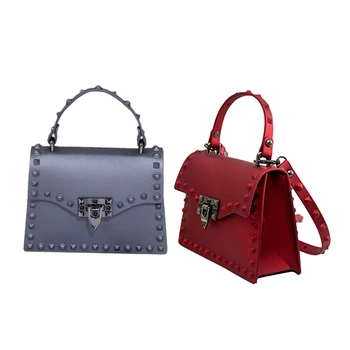 

AUAU-2Pcs Women Messenger Bags Handbags Women Bags Designer Jelly Bag Fashion Shoulder Bag Women PVC - Red & Grey