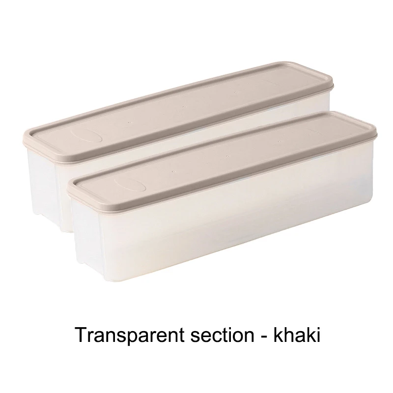 HOT Refrigerator Food Storage Box With Lid Plastic Drawer Crisper Kitchen Noodle Fruits Container TI99 - Цвет: khaki transparent