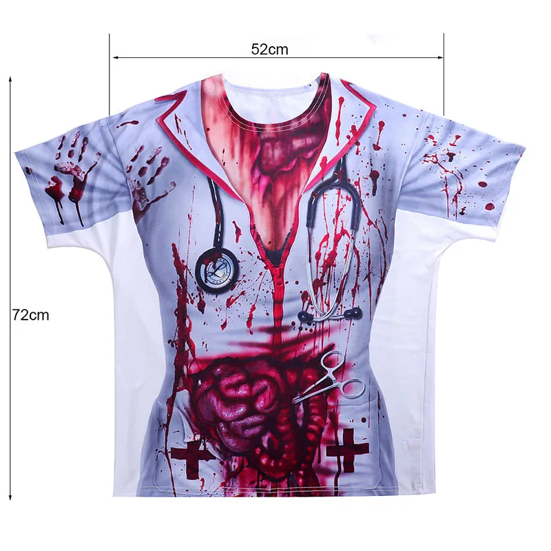 Костюм на Хэллоуин кровавая медсестра футболка с 3D принтом для женщин страшный