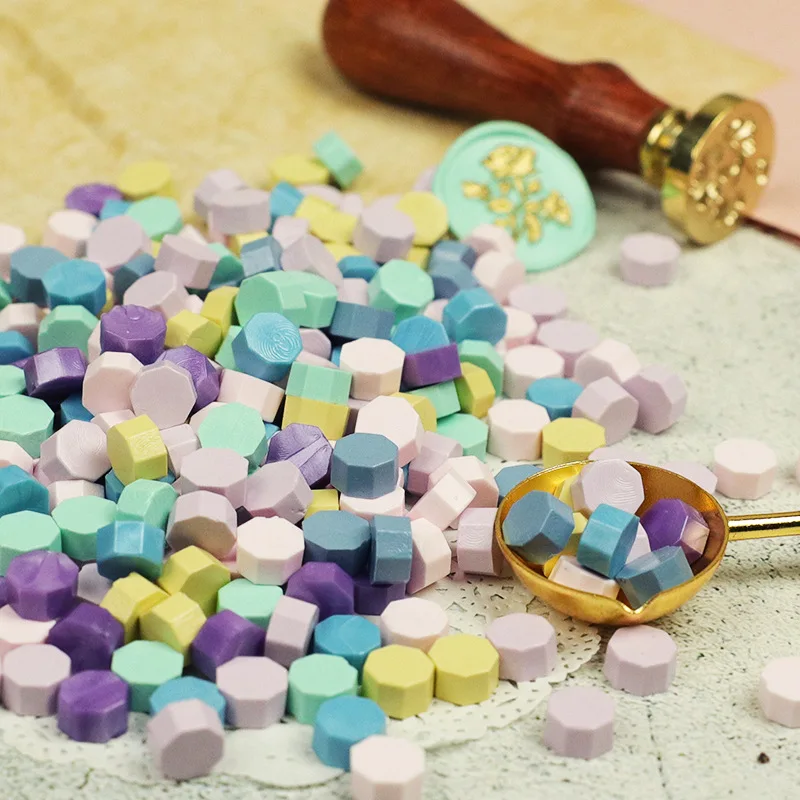 62 color octagonal lacquer wax seal 1bag 100p 35g Sealing wax beads stamp seal envelope document wedding invitation No.301