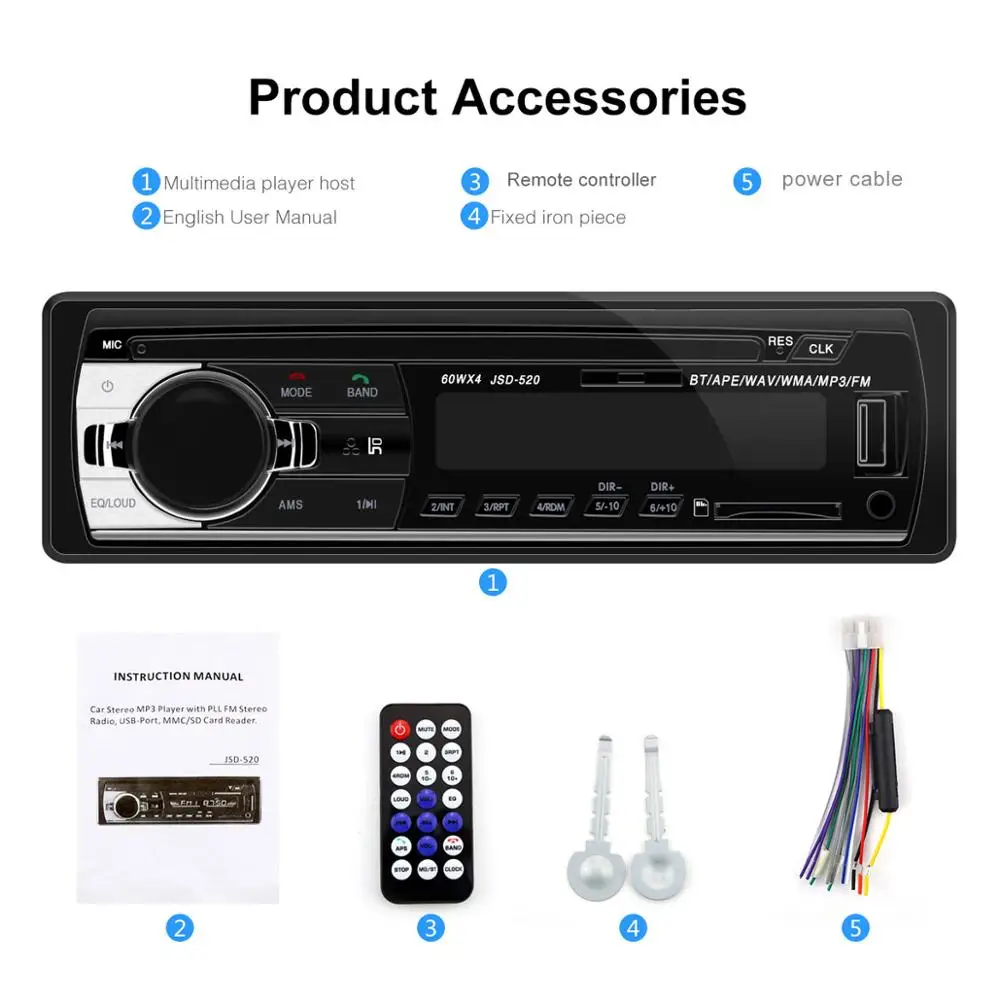 Автомобильный радиоприемник с Bluetooth автомобильный стерео радио FM Aux вход