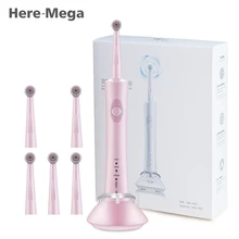 Здесь Мега электрическая вращающаяся зубная щетка Автоматическая вращающаяся зубная щетка сменная Чистящая Щетка для взрослых отбеливающая головка R02 розовая