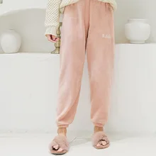 Hawiton новые зимние женские штаны-фонарики мягкие сохраняющие тепло домашние пижамные штаны из кораллового флиса свободные брюки с вышивкой