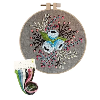 

Embroidery Kit with Flower Thread Floss Needle DIY Handmade Material Package Cross Stitch Needle Thread Set