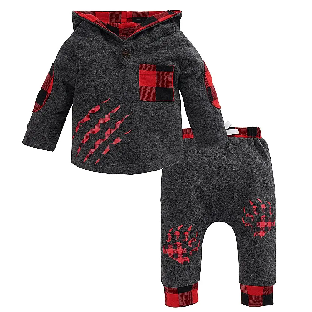 Baby Boy Girl Infant Clothes Autumn Winter Hooded Tops+Pants 2PCS Set Outfits