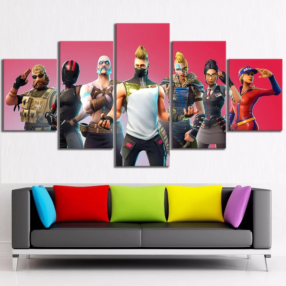 5 шт. игры плакат битва Royale сезон 5 Battle Pass кожи HD настенные картины форта холст живопись Nite декор комнаты