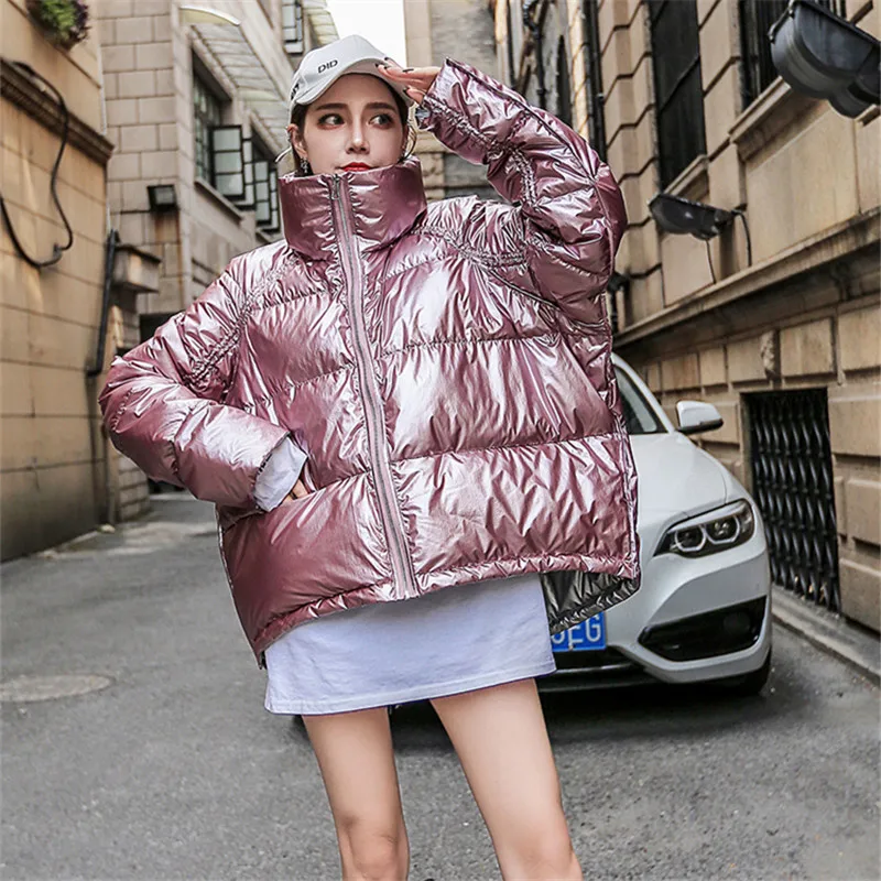 

Oversize Winter Jacket Women Down Cotton Coat Parka Mujer Plus Size Loose Bright Surface Thick Warm Outerwear Short Parka Female