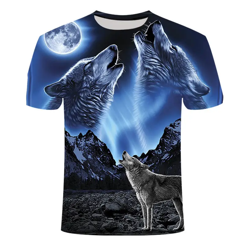 2019 New men Super Clear Wolf King T-shirt casual short sleeve o-neck fashion Funny printed 3D t shirt men/woman tees = tshirt