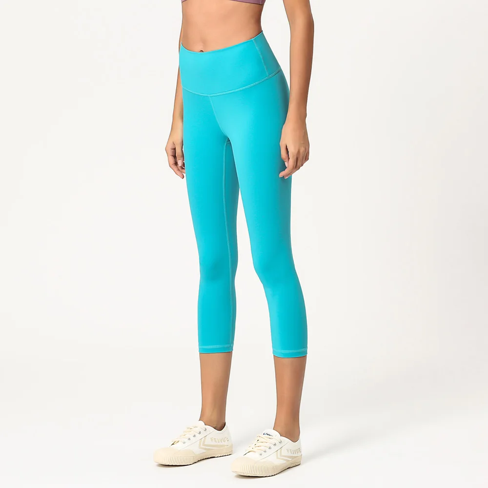 light blue Штаны Для Йоги Женские спортивные эластичные леггинсы для спортзала спортивная одежда с высокой талией Компрессионные Леггинсы для фитнеса весенне-летние штаны для тренировок - Цвет: light blue