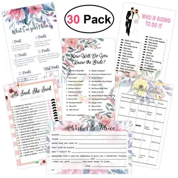 

30pcs Bridal Shower Games Card Kit for Wedding Engagement Anniversary Party 6 Patterns