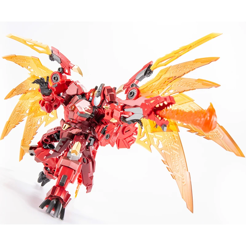 

JINBAO Flame Flying Dragon Deformation Toy BW Beastman Red Dragon Super Warrior Small Scale Red Dragon Model Robot DF07