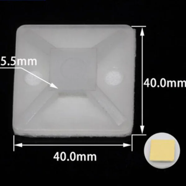 40X40MM 100) Различные размеры кабельные стяжки крепления базовые крепления провода стяжки на молнии - Цвет: 40X40MM