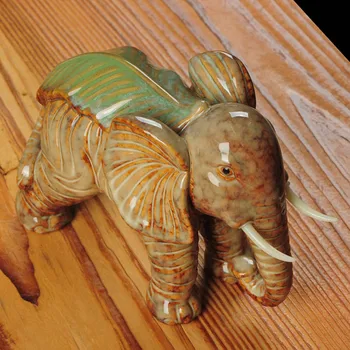 

1pcs Vintage Figurines Fortune Elephant Ornaments Ceramic Craft Wine Cabinet Decoration New Store Opening Gift Home Decoration
