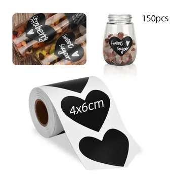 

150pcs Heart Spice Stickers Jars Spices Pantry Labels Kitchen Organizers Storage Jar Sticker Removable Blackboard Spice Tags