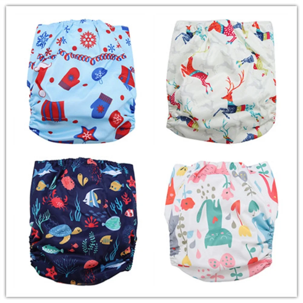 Детские подгузники для плавания водонепроницаемые регулируемые тканевые в