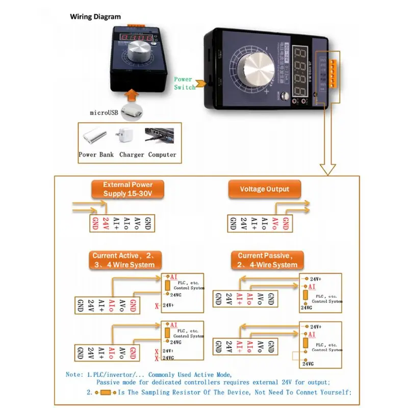 Высокая точность портативный 0-10 В 0-22ма генератор сигналов регулируемый ток напряжение аналоговый симулятор с светодиодный дисплей