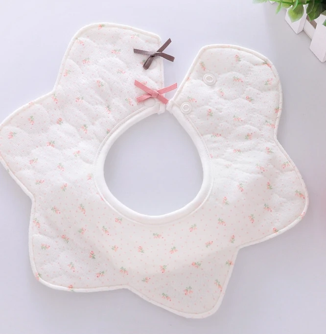 Flower Shape Cotton Bibs Waterproof Baby Feeding Burp Cloths Maternal And Child Supplies 360° Rotating Saliva Towel Children Bib - Цвет: 3