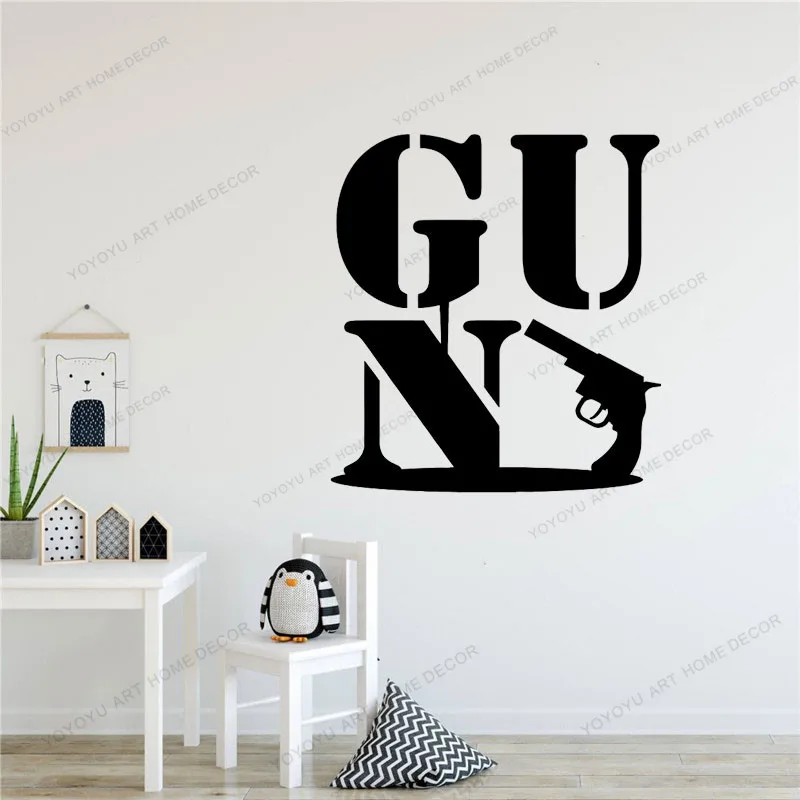 

Пистолет знак армия военное оружие съемные наклейки на стену для детей фотообои Переводные картинки художественные плакаты CX469