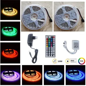 

10M RGB LED Waterproof Strip Lights+44Keys Remote Control+Adapter