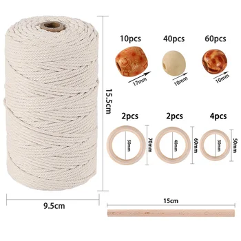 

Durable 150m Cotton Cord Macrame Natural Beige Twisted Cord Rope Craft Macrame String DIY Handmade Home Decorative supply 3mm