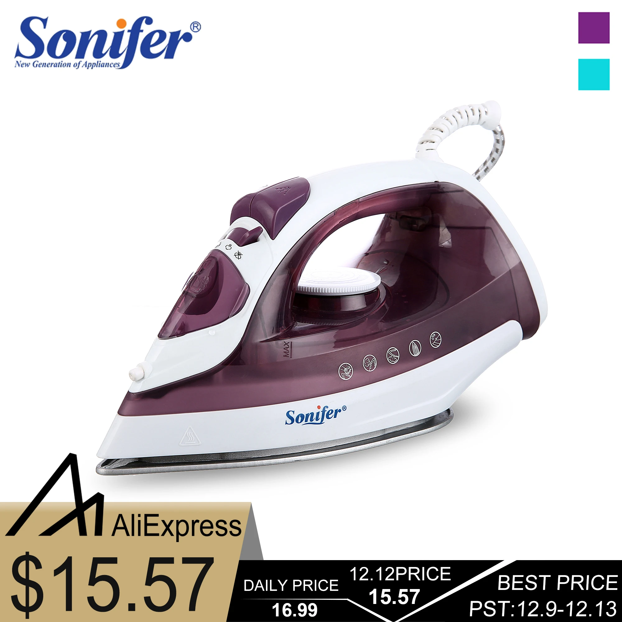 Tanie 1600W przenośny Mini elektryczny parownica do odzieży żelazko parowe do odzieży żelazko regulowane ceramiczne stopy żelazka do prasowania Sonifer