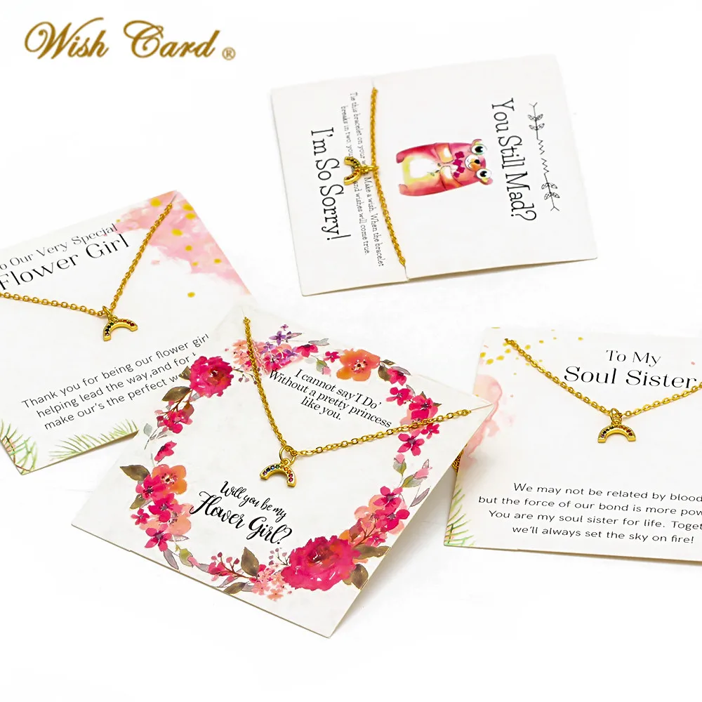 Wish Card Мода микро проложенная Радужная Подвеска Ожерелье для женщин сделать карточку желаний ожерелье ювелирные изделия подарок для сестры друзей CN281