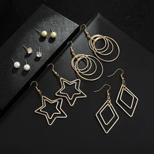 6 пар, дизайн, длинные серьги-гвоздики с кисточками, Комплект сережек для женщин и девочек,, богемные серьги в виде цветка и сердца, тканевые женские модные ювелирные изделия