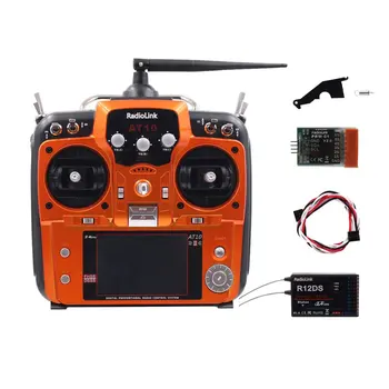 

Radiolink AT10II 2.4G RC System Transmitter, Remote Controller with R12DS Receiver Neutral Plastic for RC Drone Helicopter Boat