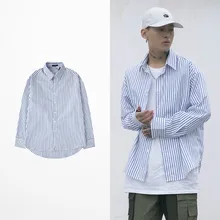 Новая модная полосатая рубашка с принтом и длинным рукавом, Мужская Ретро рубашка, Мужская хип-хоп рубашка большого размера, брендовая рубашка для мужчин и женщин