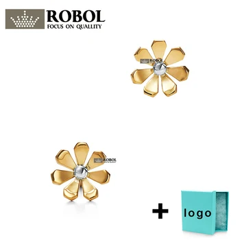 

High quality original tfb sterling silver gold sun flower earrings jewelry suitable for women's birthday free wholesale