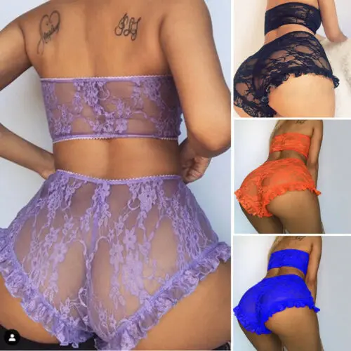 Ladies New Hot 2PCS Set Women Sexy Erotic Lingerie Lace Babydoll Underwear Ladies Nightwear Sleepwear G-string Sets