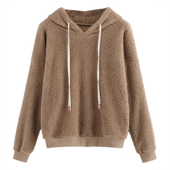 

Fashion 2019 sweatshirt women Solid Fluffy Drawstring Long Sleeve Sweatershirt Hoodie autumn clothes sudaderas para mujer