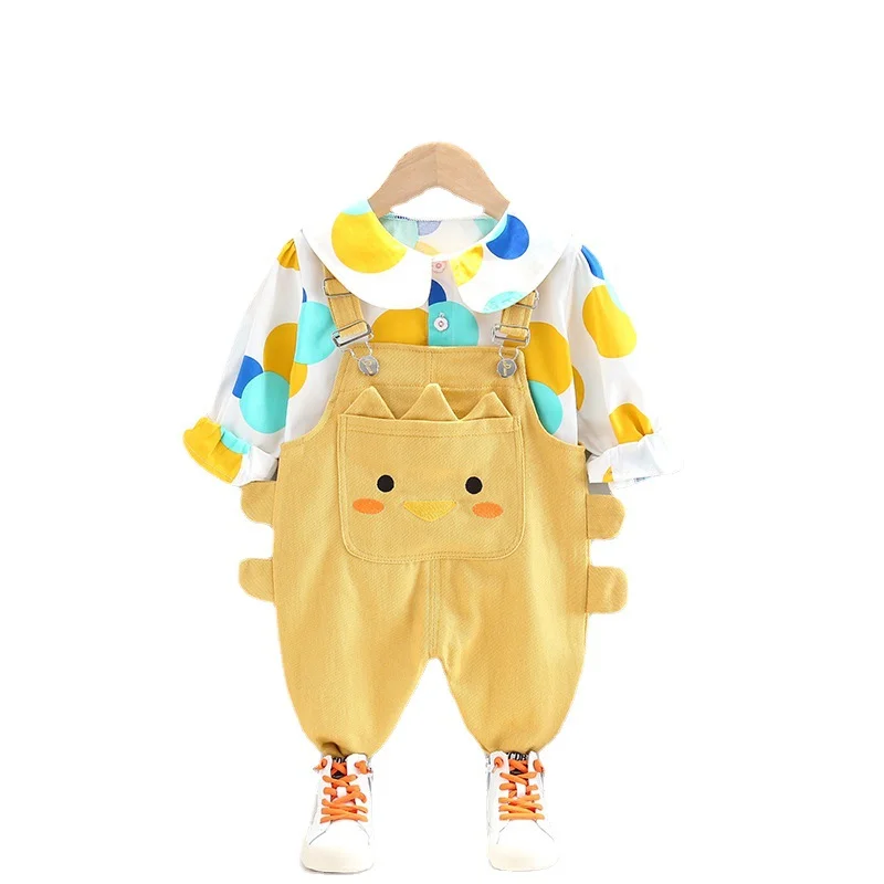 

Новинка, весенне-осенняя одежда для маленьких девочек, костюм, детская рубашка с принтом для мальчиков, комбинезон, 2 шт./компл., спортивный костюм для малышей, детские спортивные костюмы