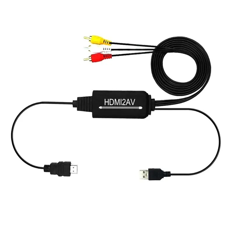1,8 м 1080P HDTV HD-MI-3RCA кабель-адаптер AV композитный соединитель кабель-конвертер шнур с USB питанием