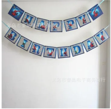 Flag-1pcs 1, 2, 3, 4, 5, 6, 7, 8, 9 st принадлежности для дня рождения праздничные украшения: воздушные шары, скатерть с человеком-пауком, декор для детского душа - Цвет: Flag-1pcs