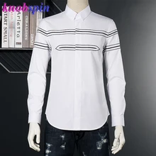 Высококачественная модная мужская рубашка с длинным рукавом в простом стиле с вышивкой, повседневные осенние Рубашки размера плюс M L XL 2XL Chemise homme